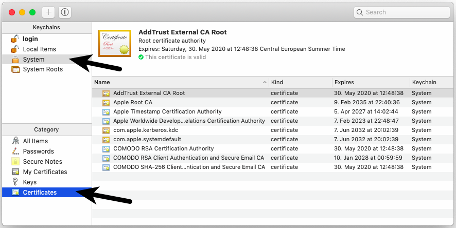 Mac os import client certificate